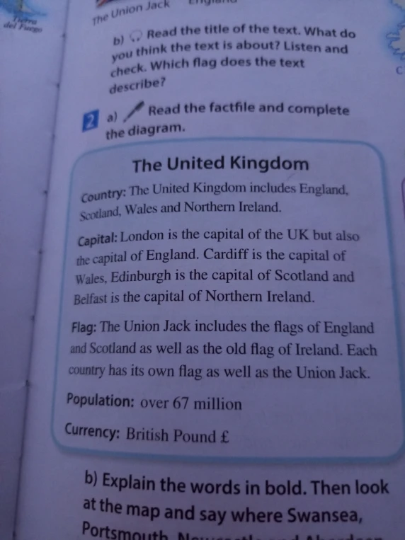 Explain the words in bold (The United Kingdom factfile).