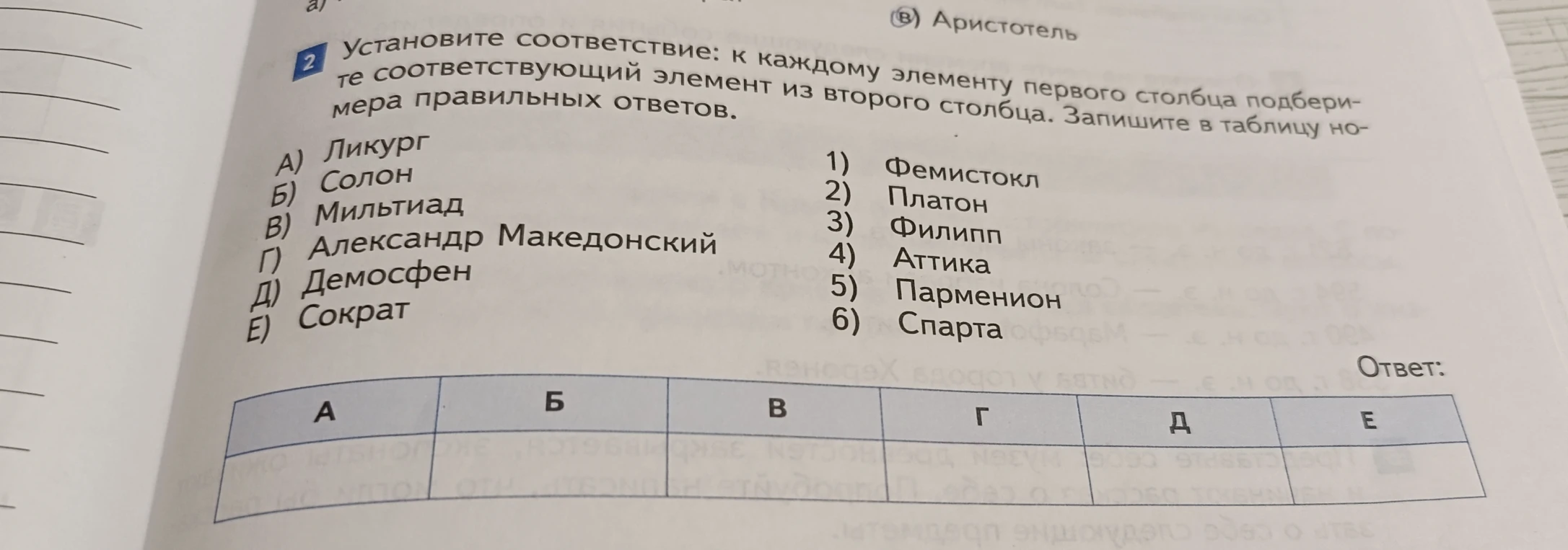 Установите соответствие: к каждому элементу первого столбца подберите соответствующий элемент из второго столбца.