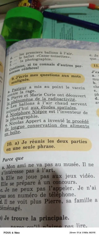 9. J'écris mes questions aux mots soulignés. 10. a) Je réunis les deux parties en une seule phrase.