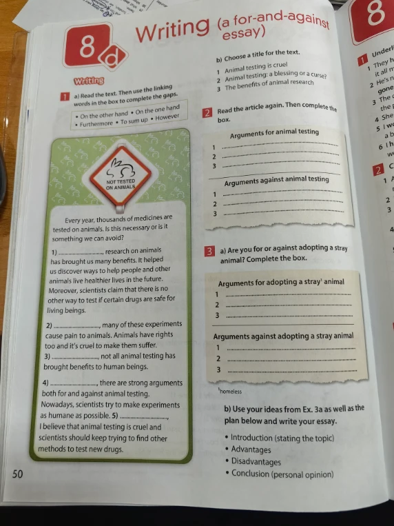 Read the text. Then use the linking words in the box to complete the gaps. Choose a title for the text. Read the article again. Then complete the box.
