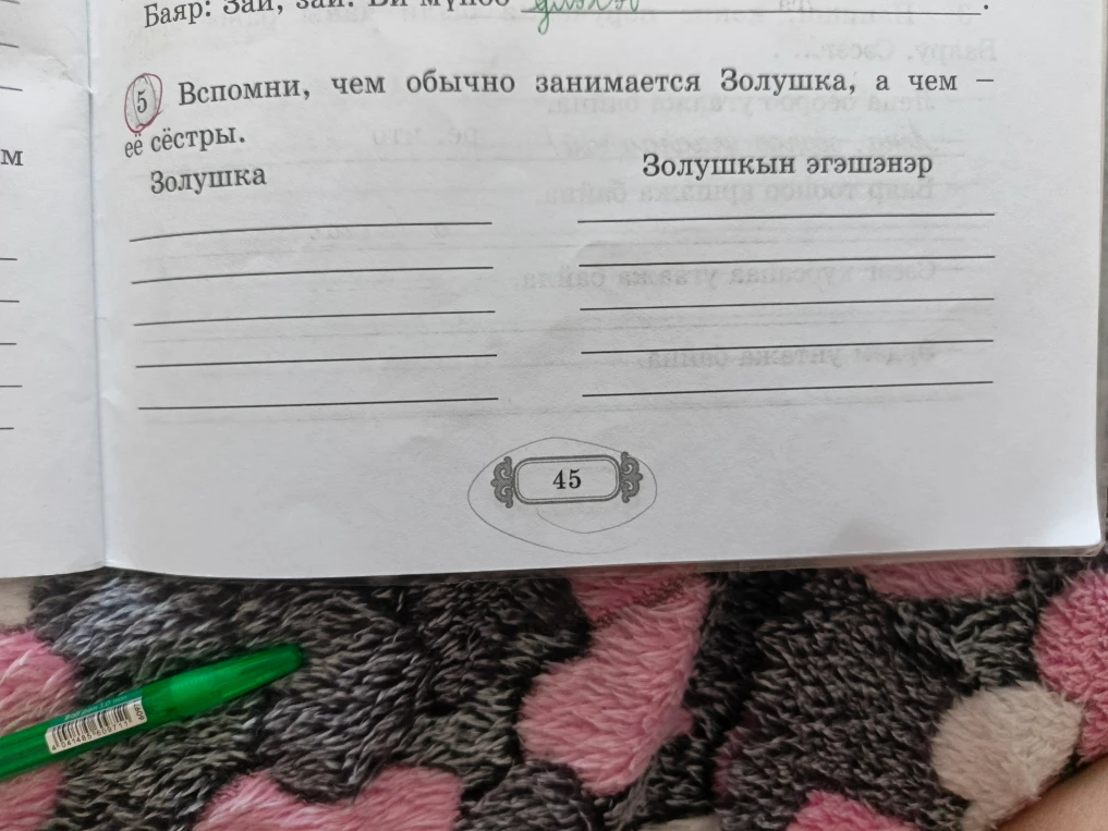 Вспомни, чем обычно занимается Золушка, а чем — её сёстры.