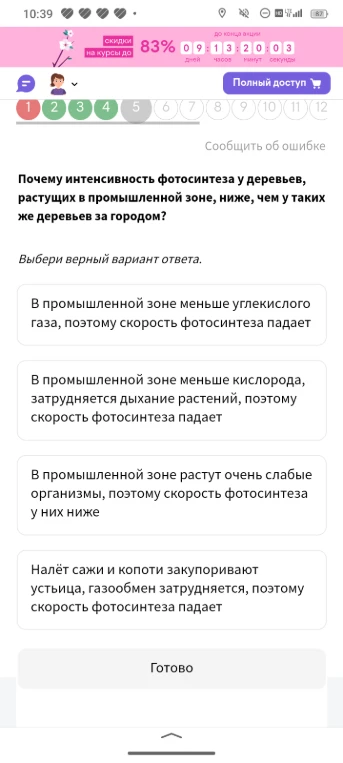 Почему интенсивность фотосинтеза у деревьев, растущих в промышленной зоне, ниже, чем у таких же деревьев за городом?
