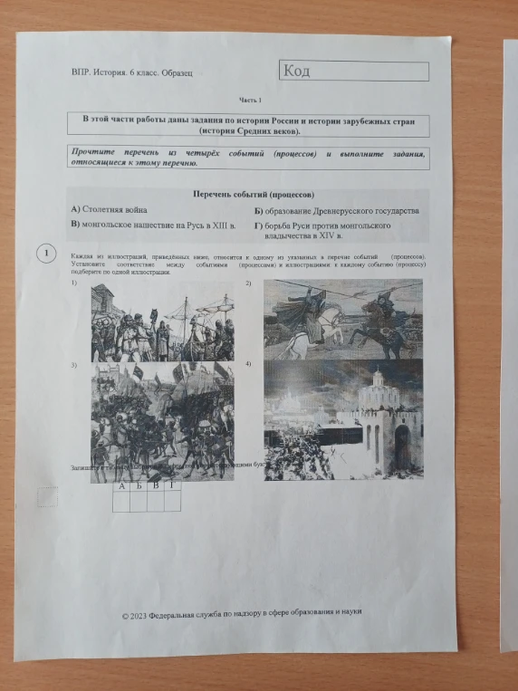 Каждая из иллюстраций, приведённых ниже, относится к одному из указанных в перечне событий (процессов). Установите соответствие между событиями (процессами) и иллюстрациями: к каждому событию (процессу) подберите по одной иллюстрации.