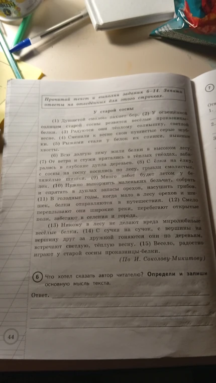 Что хотел сказать автор читателю? Определи и запиши основную мысль текста.