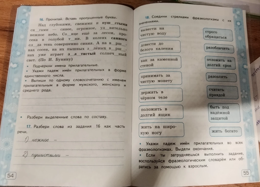 16. Прочитай. Вставь пропущенные буквы.