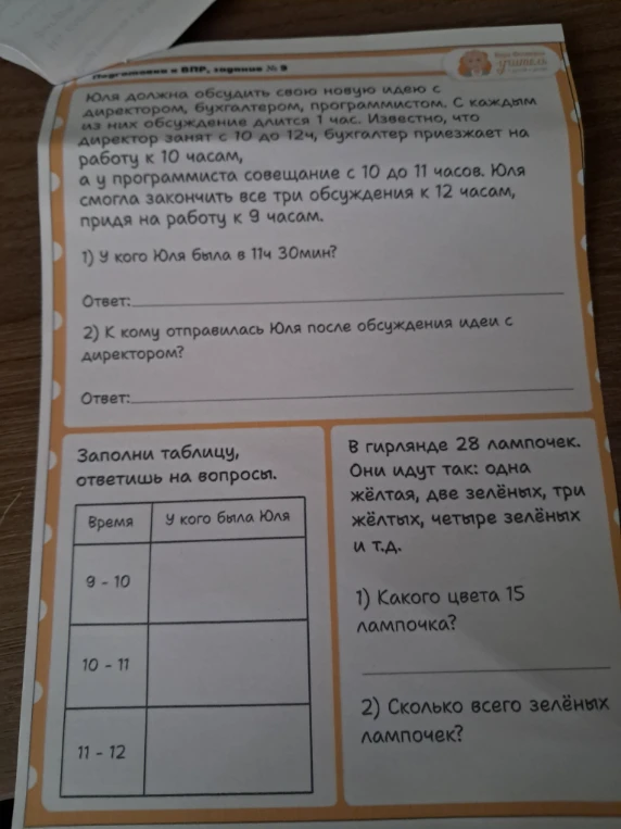 Юля должна обсудить свою новую идею с директором, бухгалтером, программистом.