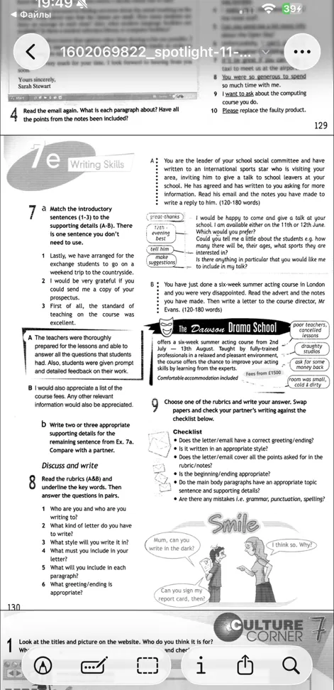 Read the rubrics (A&B) and underline the key words. Then answer the questions in pairs.