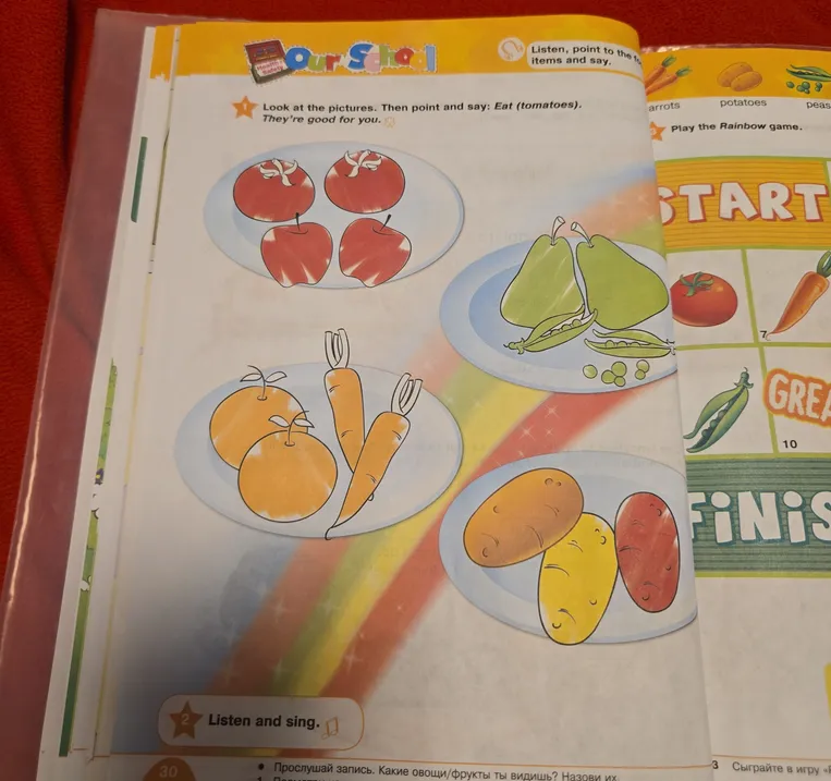 Look at the pictures. Then point and say: Eat (tomatoes). They're good for you.