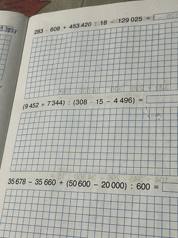 283 * 608 + 453 420 : 018 - 129 025 = 