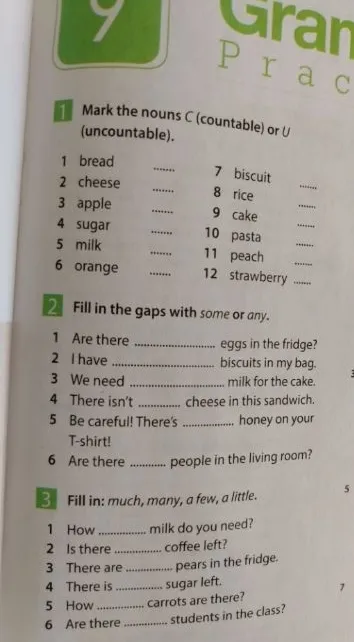 Mark the nouns C (countable) or U (uncountable).