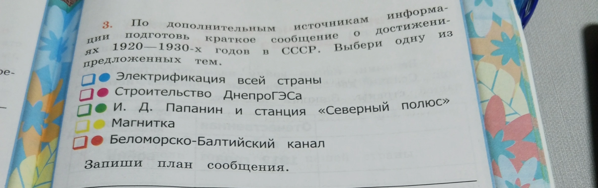 3. По дополнительным источникам информации подготовь краткое сообщение о достижениях 1920—1930-х годов в СССР. Выбери одну из предложенных тем.