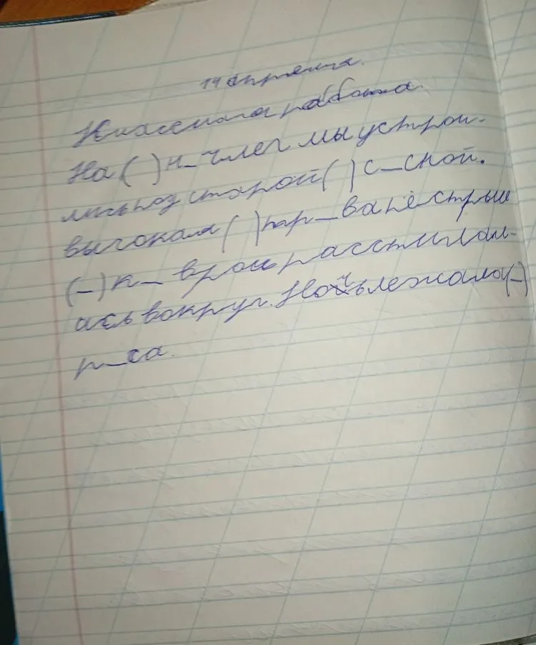 14 апреля. Классная работа. На( )н_чег мы устроили...