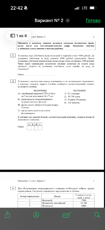 Установка двух счётчиков воды (холодной и горячей) стоит 5100 рублей. До установки счётчиков за воду платили 6500 рублей ежемесячно.