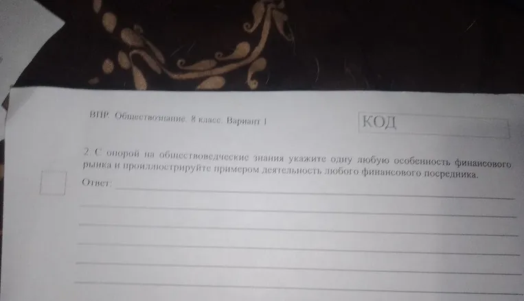 2. С опорой на обществоведческие знания укажите одну любую особенность финансового рынка и проиллюстрируйте примером деятельность любого финансового посредника.