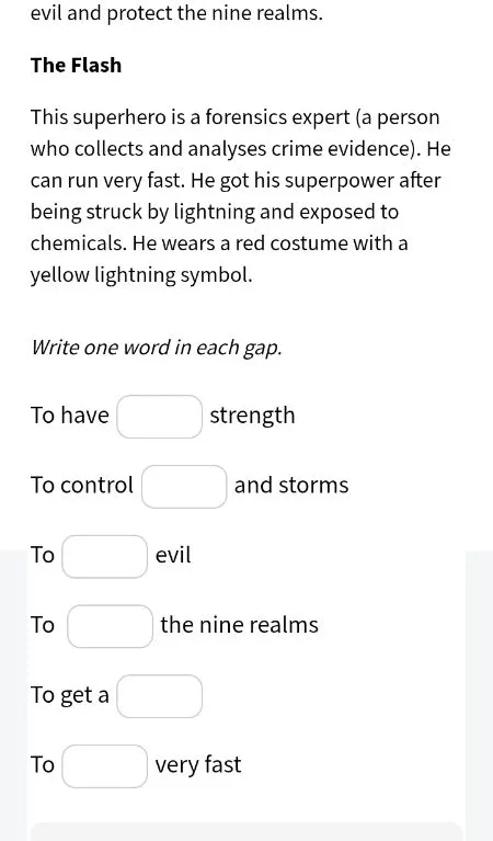 Write one word in each gap.