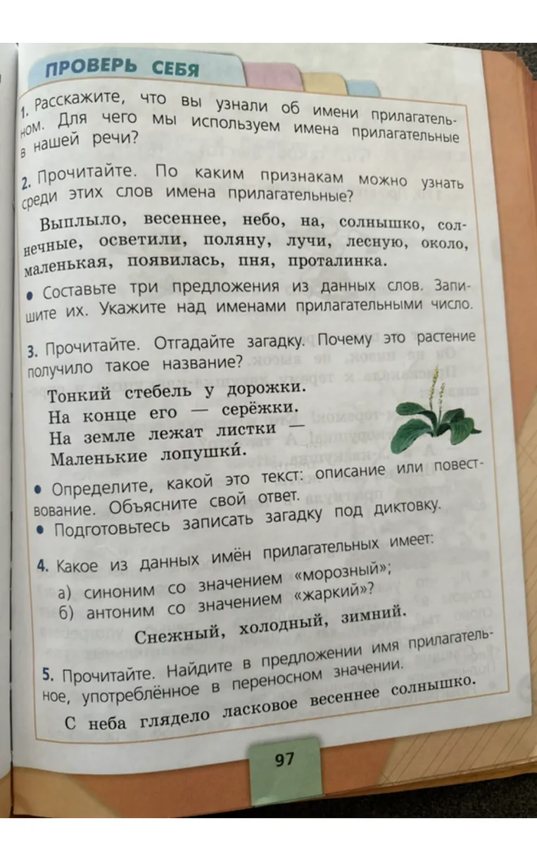 1. Расскажите, что вы узнали об имени прилагательном. Для чего мы используем имена прилагательные в нашей речи?