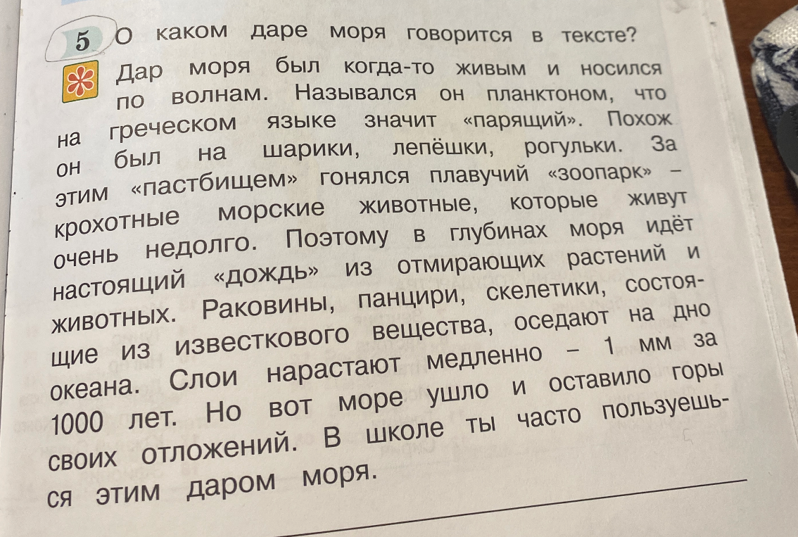 О каком даре моря говорится в тексте?