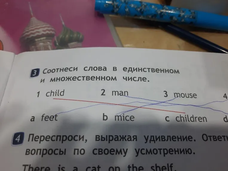 Соотнеси слова в единственном и множественном числе.
