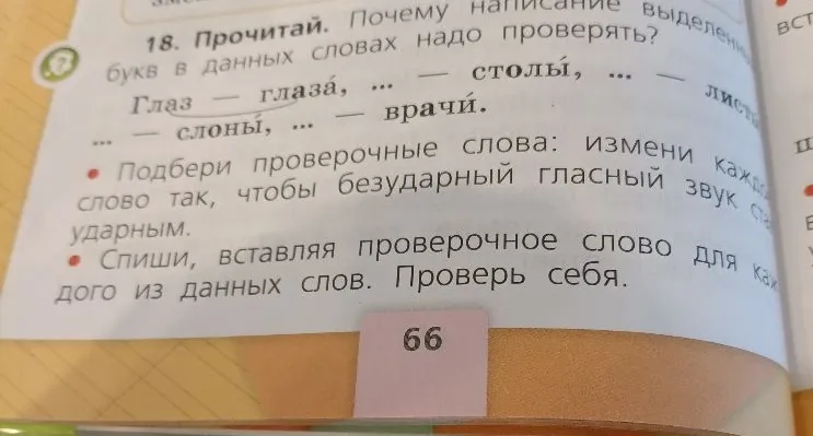 18. Прочитай. Почему написание выделенных букв в данных словах надо проверять?
