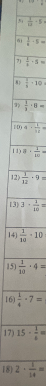 5) 1/12 * 5 =