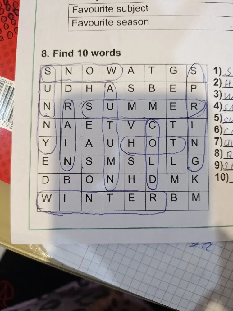 8. Find 10 words