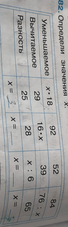 82. Определи значения х.
