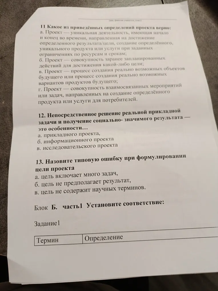 11 Какое из приведённых определений проекта верно: