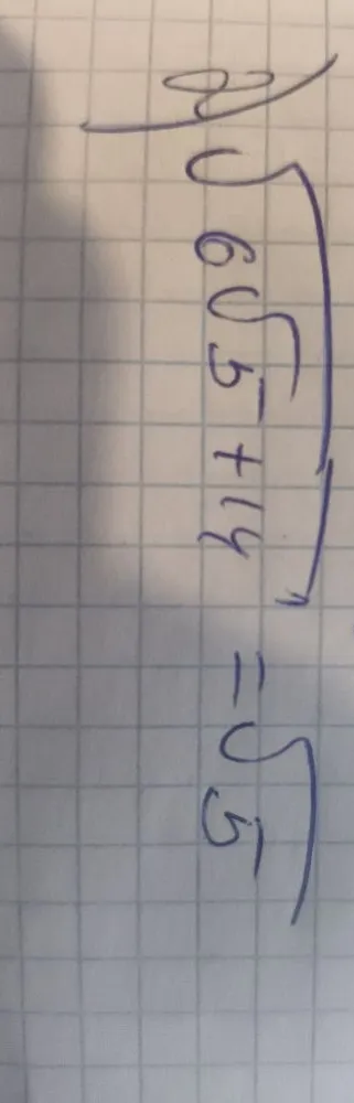 a) \sqrt{65 + 14} = \sqrt{5}