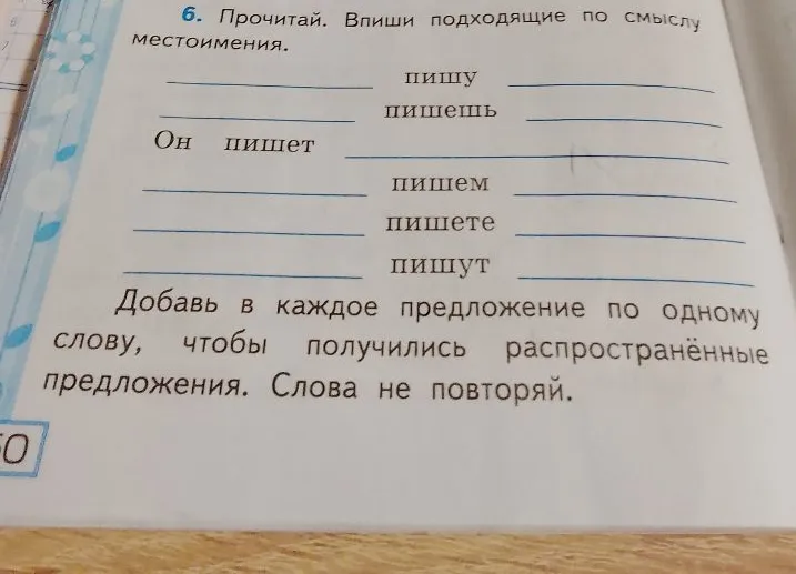 6. Прочитай. Впиши подходящие по смыслу местоимения.