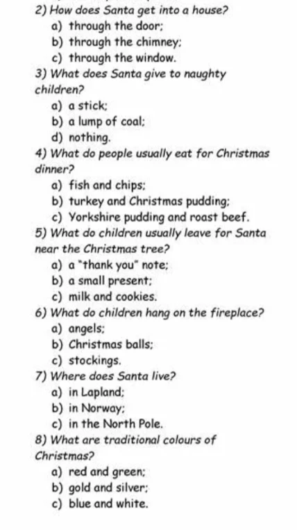 2) How does Santa get into a house?