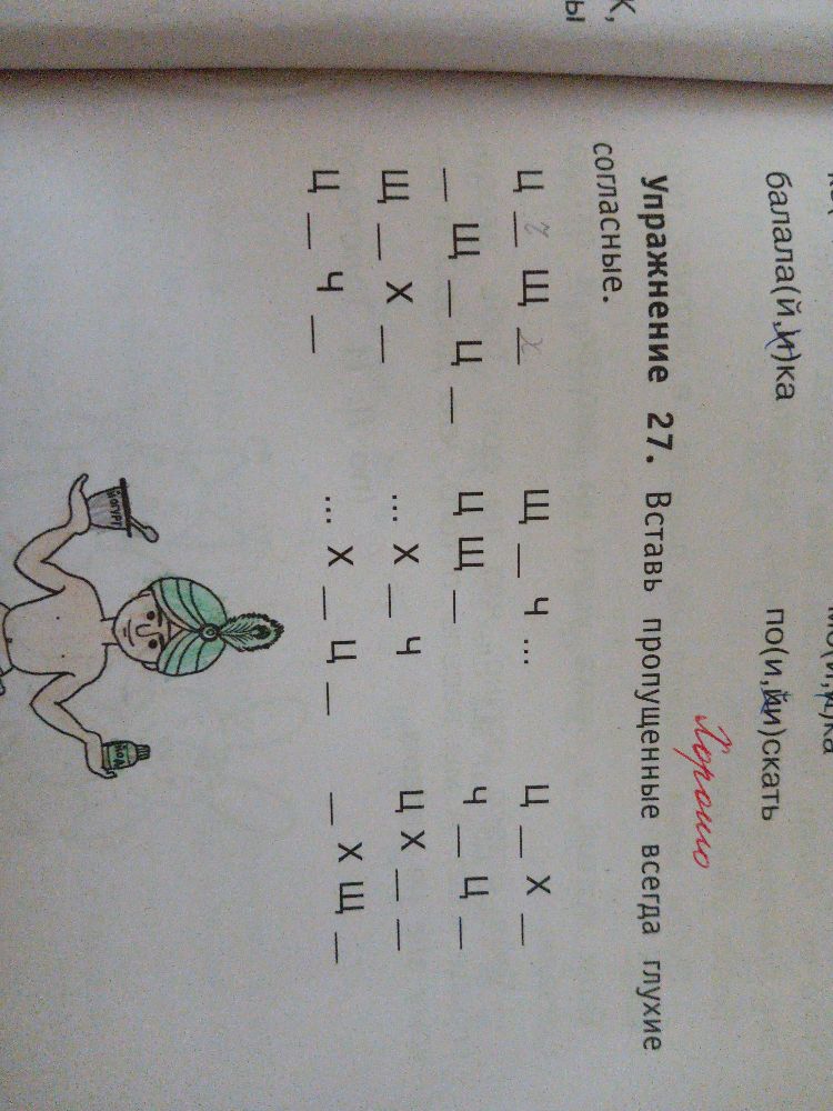 Упражнение 27. Вставь пропущенные всегда глухие согласные.