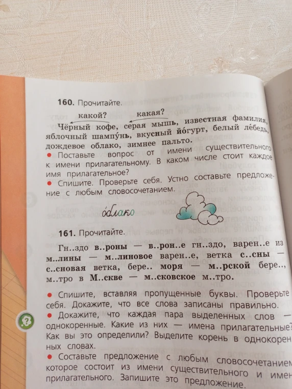 160. Прочитайте. Поставьте вопрос от имени существительного к имени прилагательному. В каком числе стоит каждое имя прилагательное?