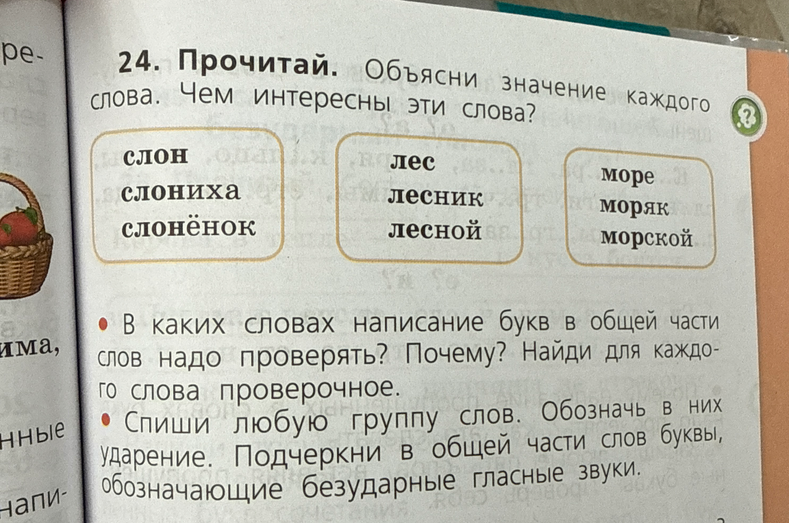 24. Прочитай. Объясни значение каждого слова. Чем интересны эти слова?