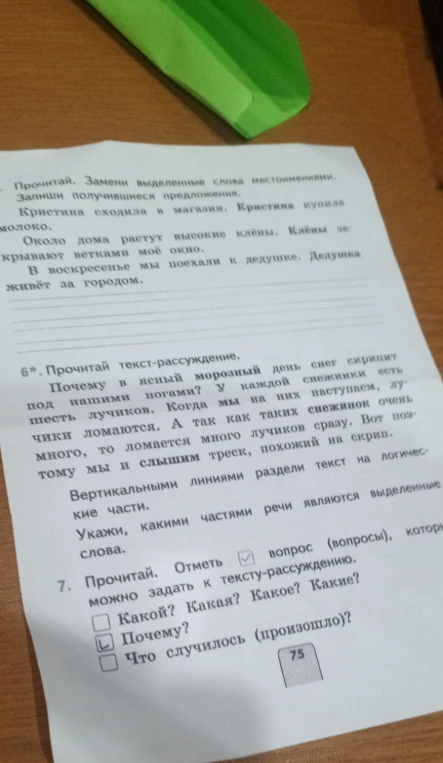 Прочитай. Замени выделенные слова местоимениями. Запиши получившиеся предложения.