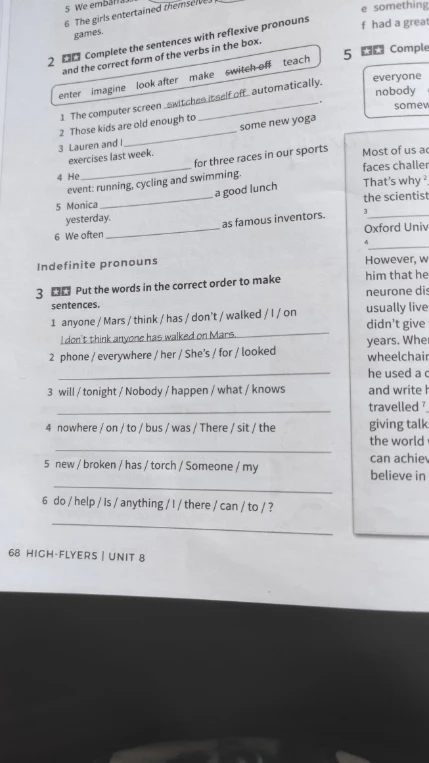 Put the words in the correct order to make sentences.