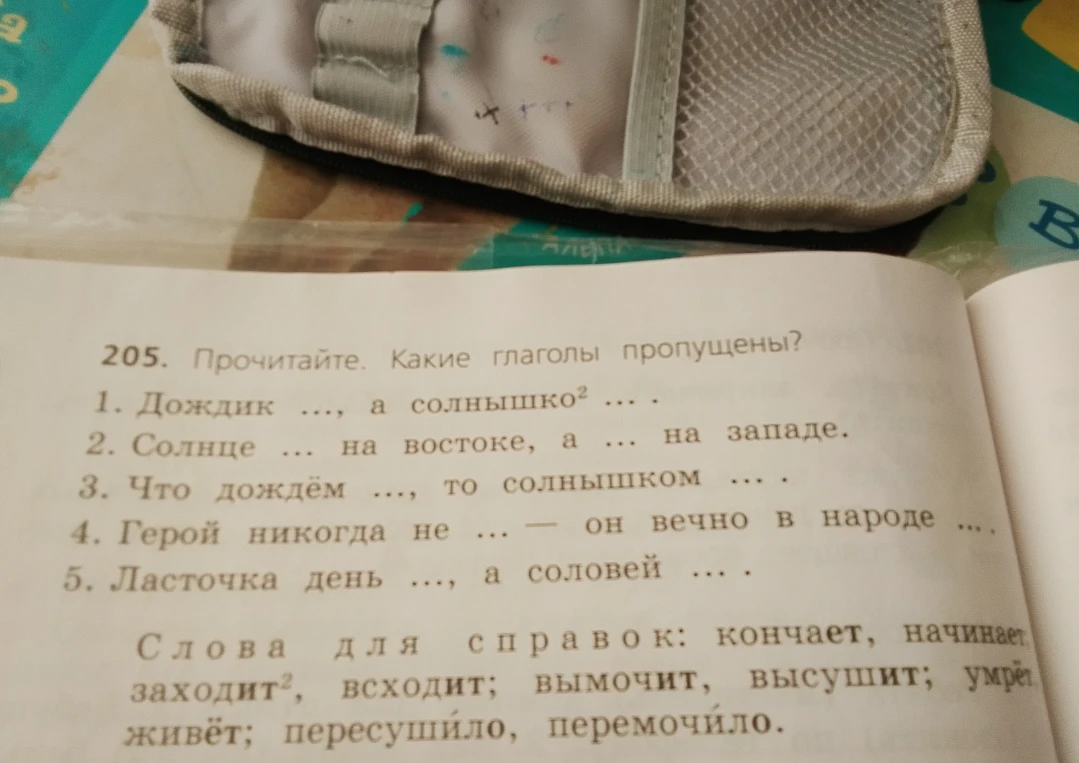 205. Прочитайте. Какие глаголы пропущены?