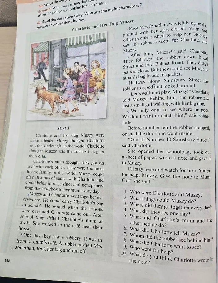 Read the detective story. Who are the main characters? Answer the questions below.