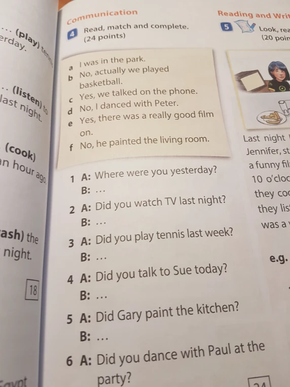 Read, match and complete. (24 points)