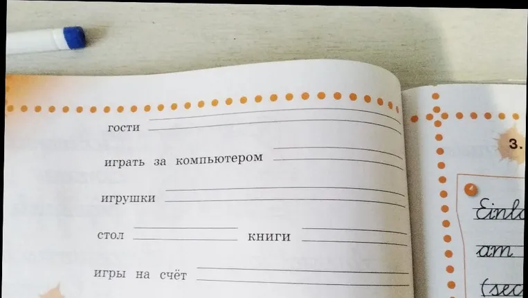 Переведи на немецкий язык: гости, играть за компьютером, игрушки, стол, книги, игры на счёт.