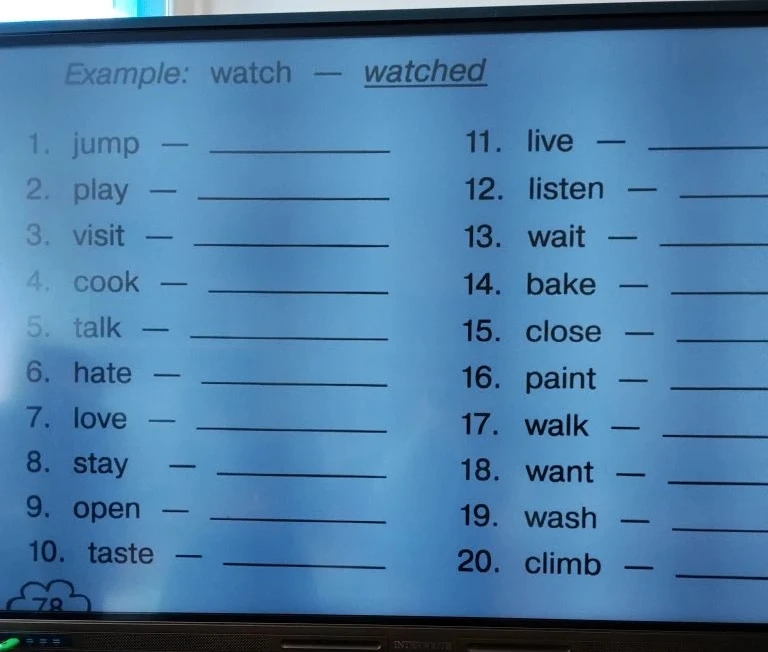 Example: watch - watched