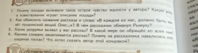 Почему лошади вызывали такое острое чувство жалости у автора? Какую роль в повествовании играет описание лошади?