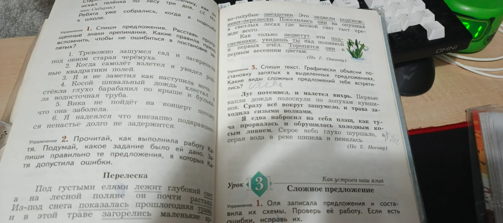 Упражнение 1. Спиши предложения. Расставь пропущенные знаки препинания.