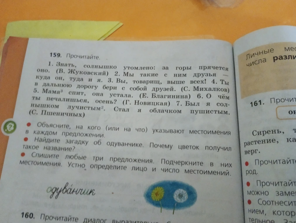 159. Прочитайте. Объясните, на кого (или на что) указывают местоимения в каждом предложении.