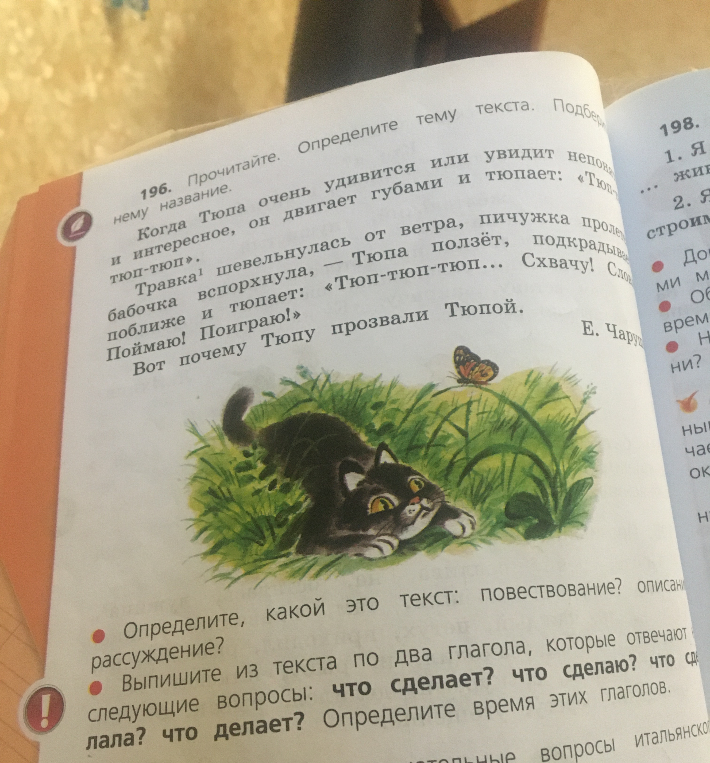 196. Прочитайте. Определите тему текста. Подберите к нему название.