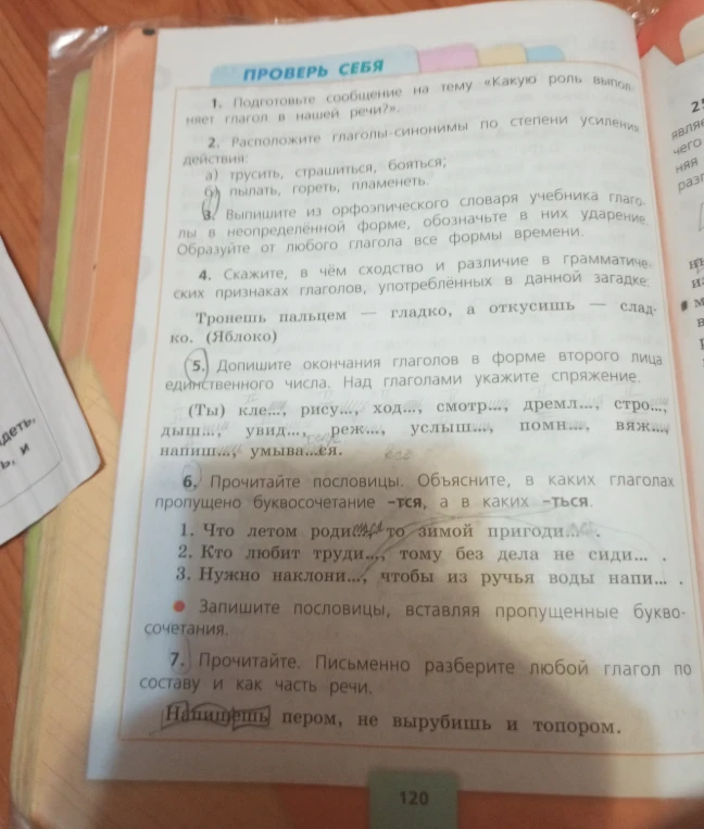 1. Подготовьте сообщение на тему «Какую роль выполняет глагол в нашей речи?»