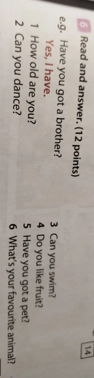 Read and answer. (12 points)