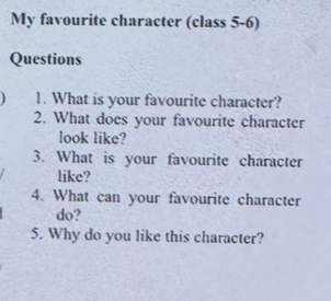 My favourite character (class 5-6)