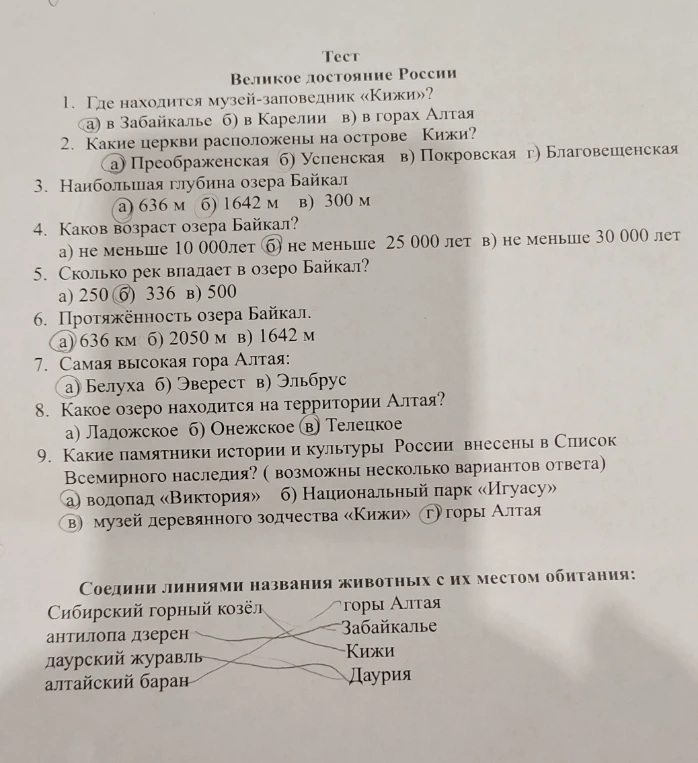 Тест: Великое достояние России 1. Где находится музей-заповедник «Кижи»?