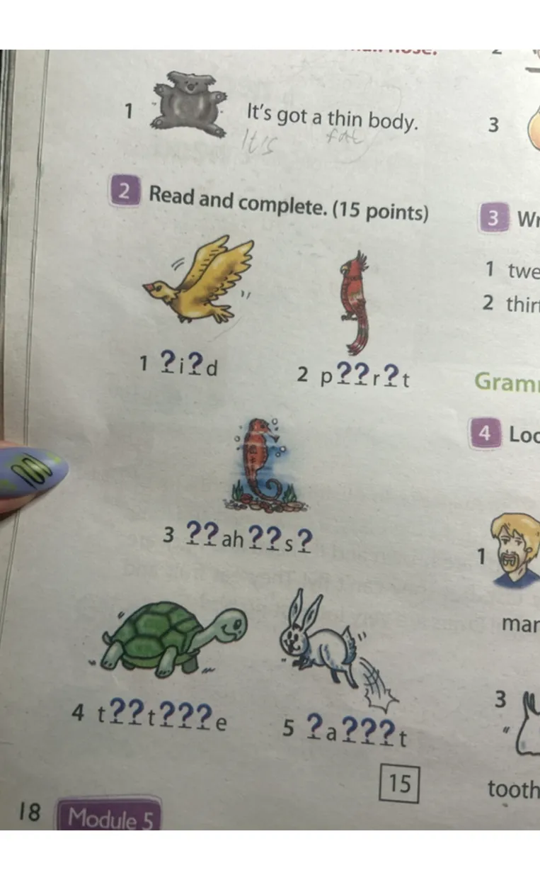Read and complete. (15 points)