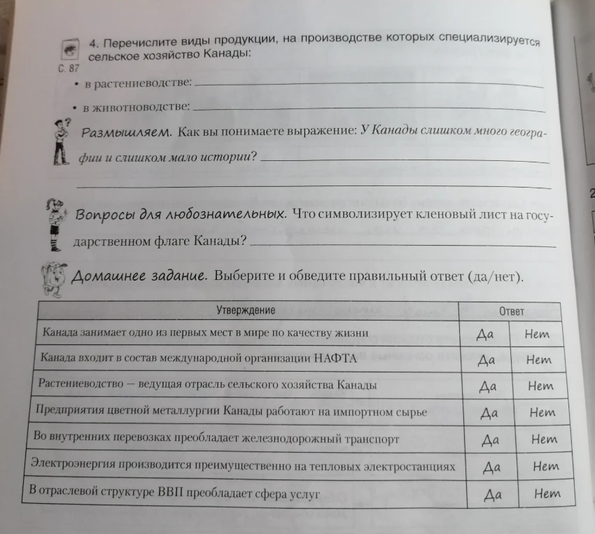 4. Перечислите виды продукции, на производстве которых специализируется сельское хозяйство Канады: